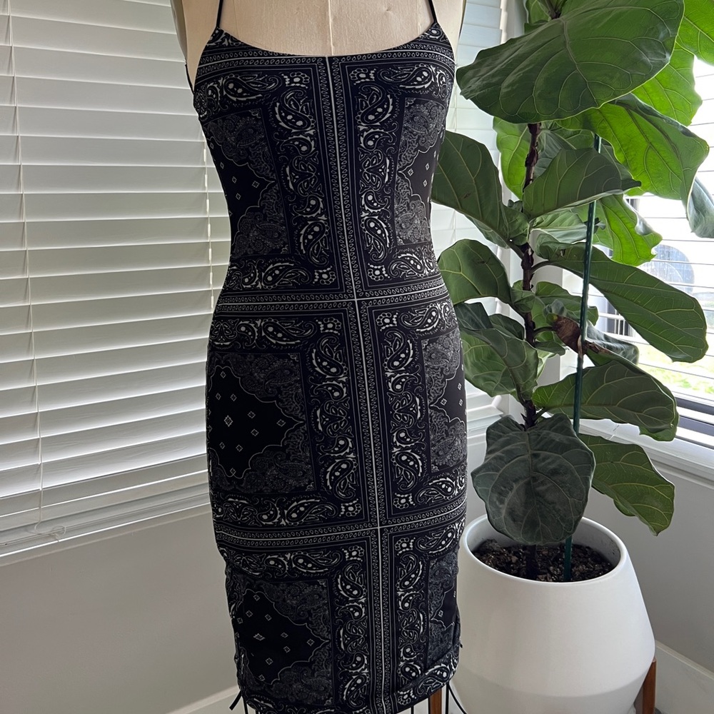 Pretty little thing black dress bandana print